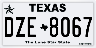 TX license plate DZE8067