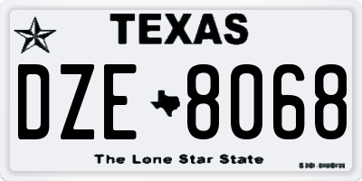 TX license plate DZE8068