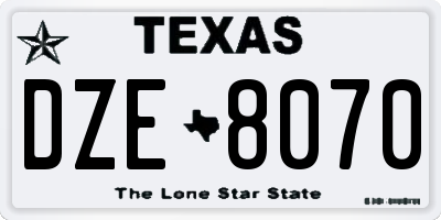 TX license plate DZE8070