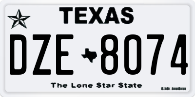 TX license plate DZE8074