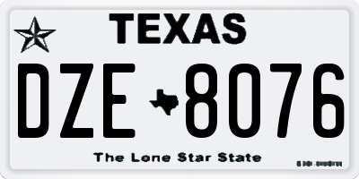TX license plate DZE8076