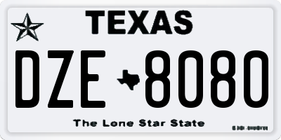 TX license plate DZE8080