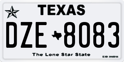 TX license plate DZE8083