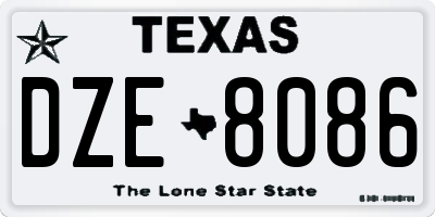 TX license plate DZE8086