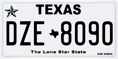 TX license plate DZE8090