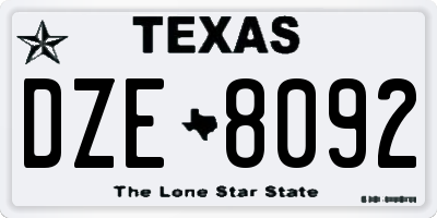 TX license plate DZE8092