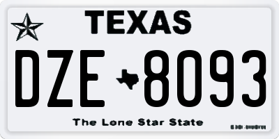 TX license plate DZE8093