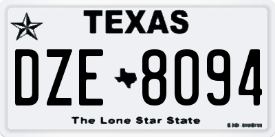 TX license plate DZE8094