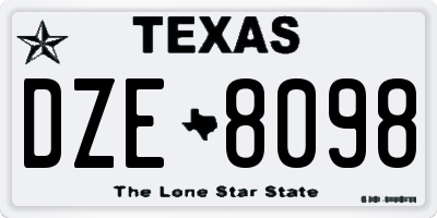 TX license plate DZE8098