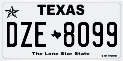 TX license plate DZE8099