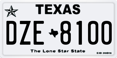 TX license plate DZE8100
