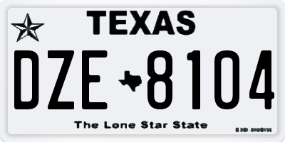 TX license plate DZE8104