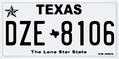 TX license plate DZE8106