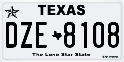 TX license plate DZE8108
