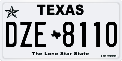 TX license plate DZE8110