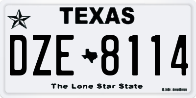 TX license plate DZE8114