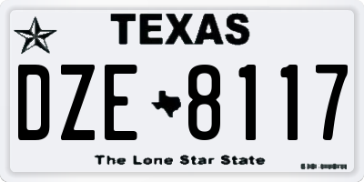 TX license plate DZE8117