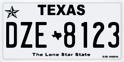 TX license plate DZE8123