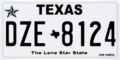 TX license plate DZE8124