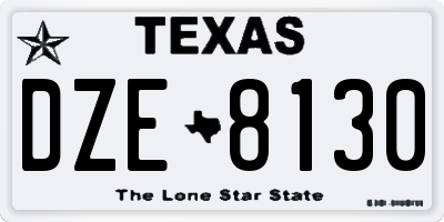 TX license plate DZE8130