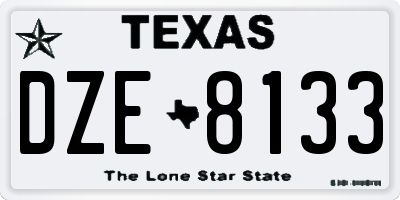 TX license plate DZE8133