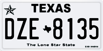 TX license plate DZE8135