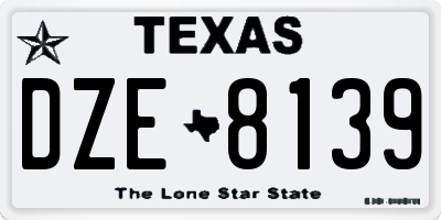 TX license plate DZE8139