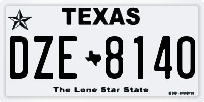 TX license plate DZE8140