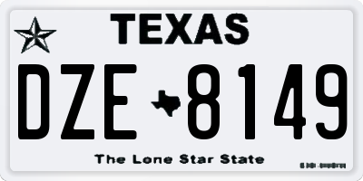 TX license plate DZE8149