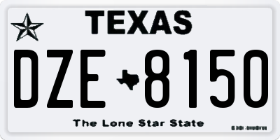 TX license plate DZE8150