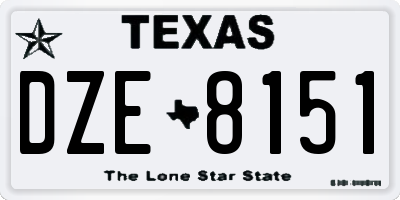 TX license plate DZE8151