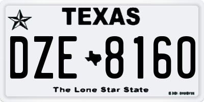 TX license plate DZE8160