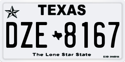 TX license plate DZE8167
