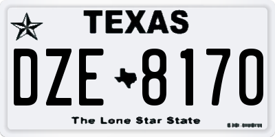 TX license plate DZE8170