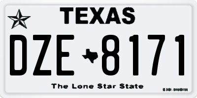 TX license plate DZE8171