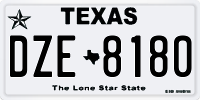 TX license plate DZE8180
