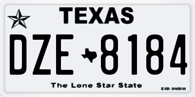 TX license plate DZE8184