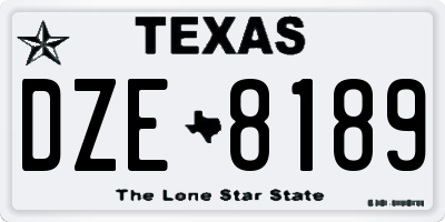 TX license plate DZE8189