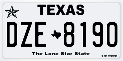 TX license plate DZE8190