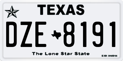 TX license plate DZE8191