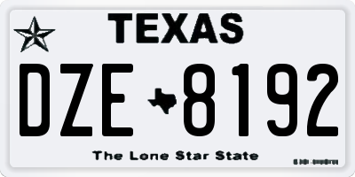 TX license plate DZE8192
