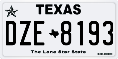 TX license plate DZE8193