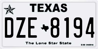 TX license plate DZE8194
