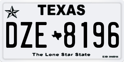 TX license plate DZE8196