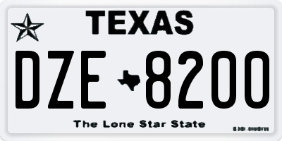 TX license plate DZE8200