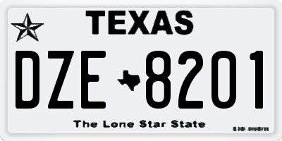 TX license plate DZE8201