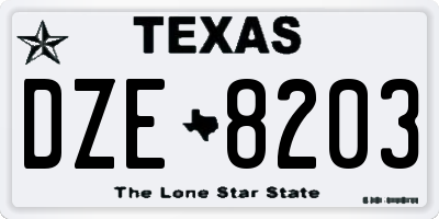 TX license plate DZE8203