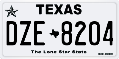 TX license plate DZE8204