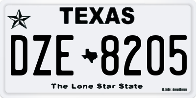 TX license plate DZE8205