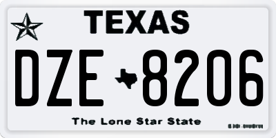 TX license plate DZE8206